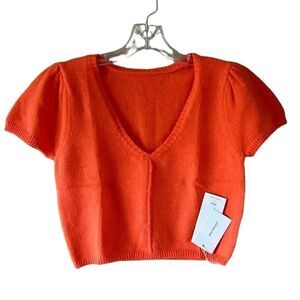 NEW Fashion Orange V Neck Sweater
